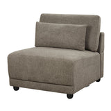 Rylie - Modular Armless Chair With Pillow - Brown Linen
