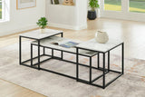 Vetra - Faux Marble 3 Piece Occasional Set - (Coffee & 2 End Tables) - Black / White