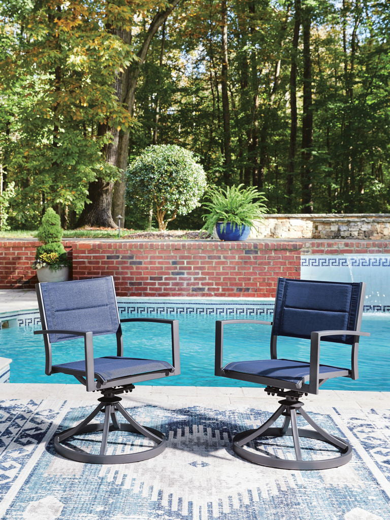 Rocky Creek - Sling Swivel Chair (Set of 2) - Blue / Gray
