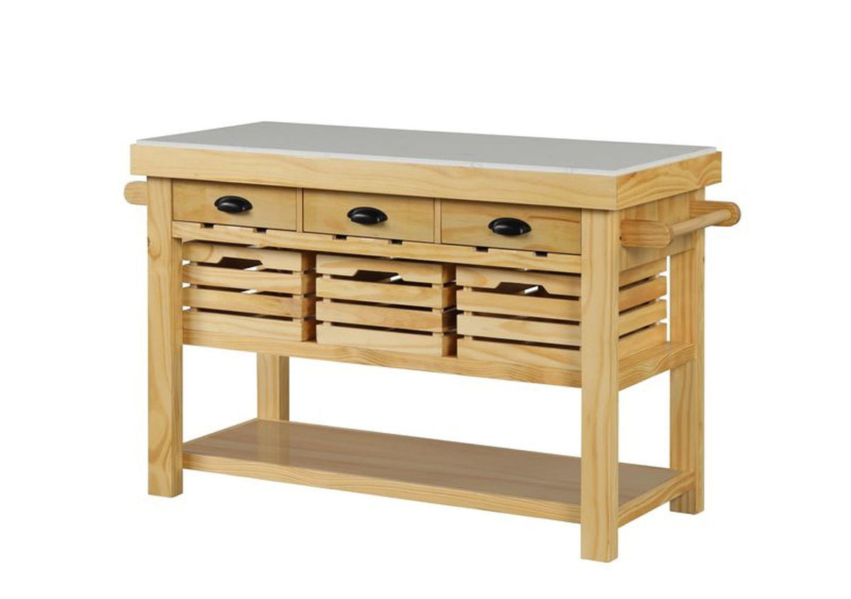 Grovaam - Kitchen Island - Marble Top & Natural