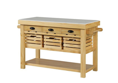 Grovaam - Kitchen Island - Marble Top & Natural