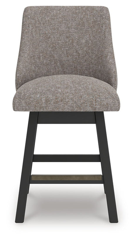 Neymorton - Upholstered Swivel Barstool (Set of 2) - Dark Grayish Brown