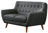 Adela Dark Gray Fabric Tufted Loveseat