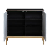 Quilla - Console Cabinet - Black, Gray & Brass