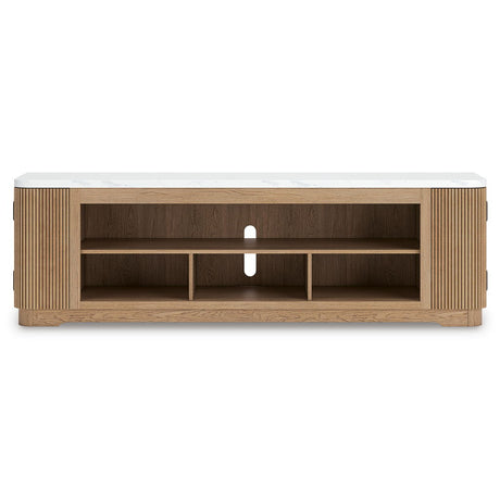 Camdill - XL TV Stand With Fireplace Option - Light Brown