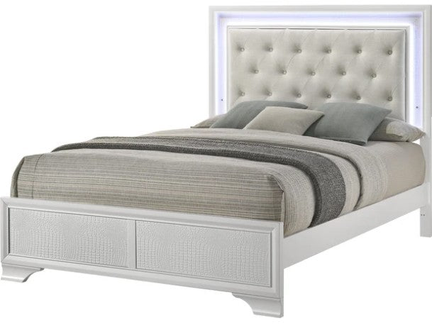 ALTANA White Bed with LED Lights