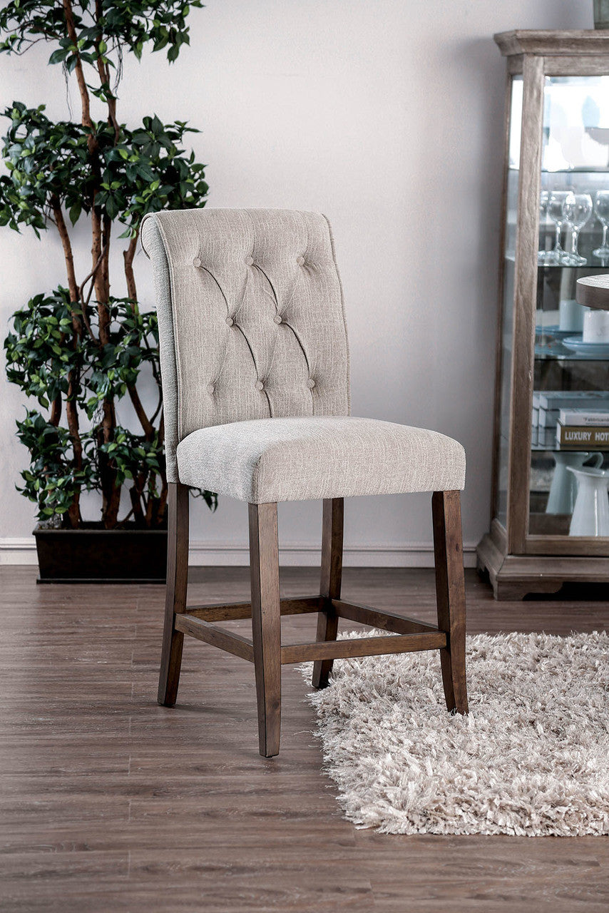 Amir Beige Counter Height Scrolled Chair
