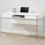 AITZA White 47" Wide Glossy White Writing Desk