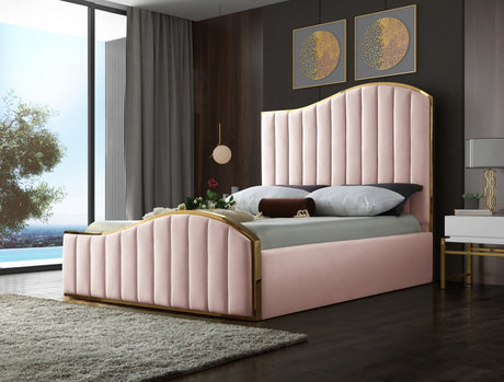 ATHENA Pink & Gold Velvet Bed
