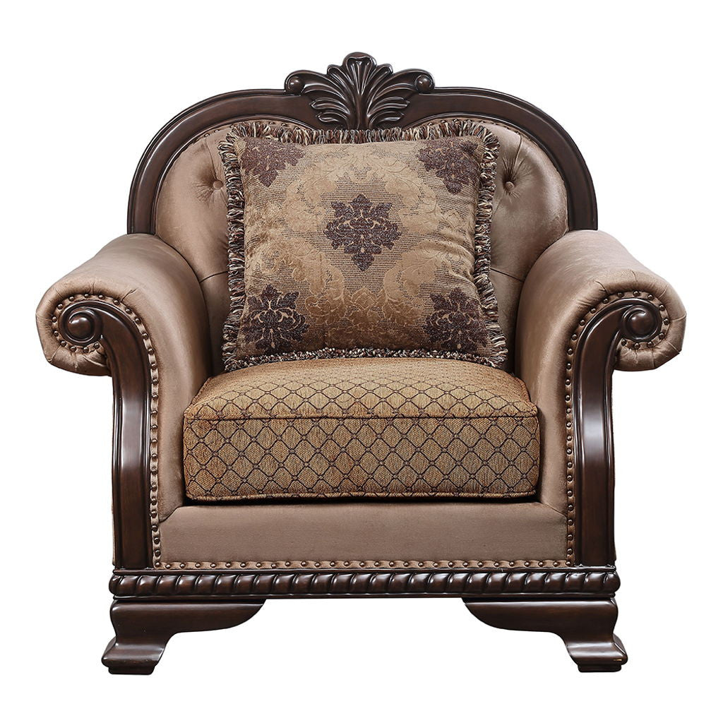 Chateau De Ville - Chair With Pillow (Same Lv01590) - Fabric & Espresso
