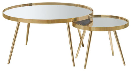 ROSELYN 2 Piece Mirror Top Nesting Coffee Table