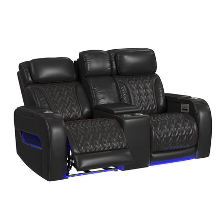Prime Time - P3 Loveseat With LED, Wireless Charger Pocket, And Console
