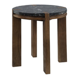 Estella - End Table With Natural Marble Top - Black Top & Walnut
