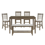 Emilia - 6 Piece Pack Counter Height Set - Brown