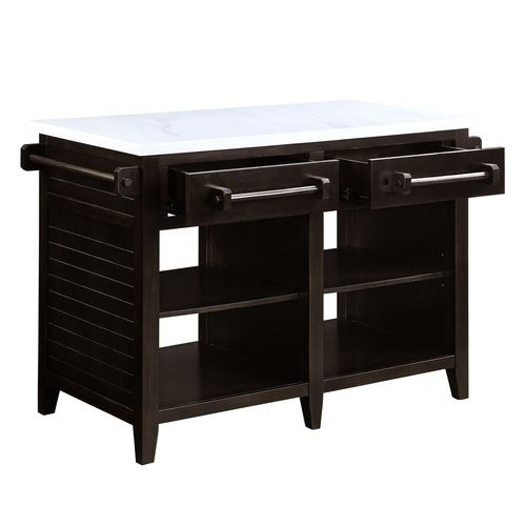 Darwid - Kitchen Island - Marble Top Top & Espresso