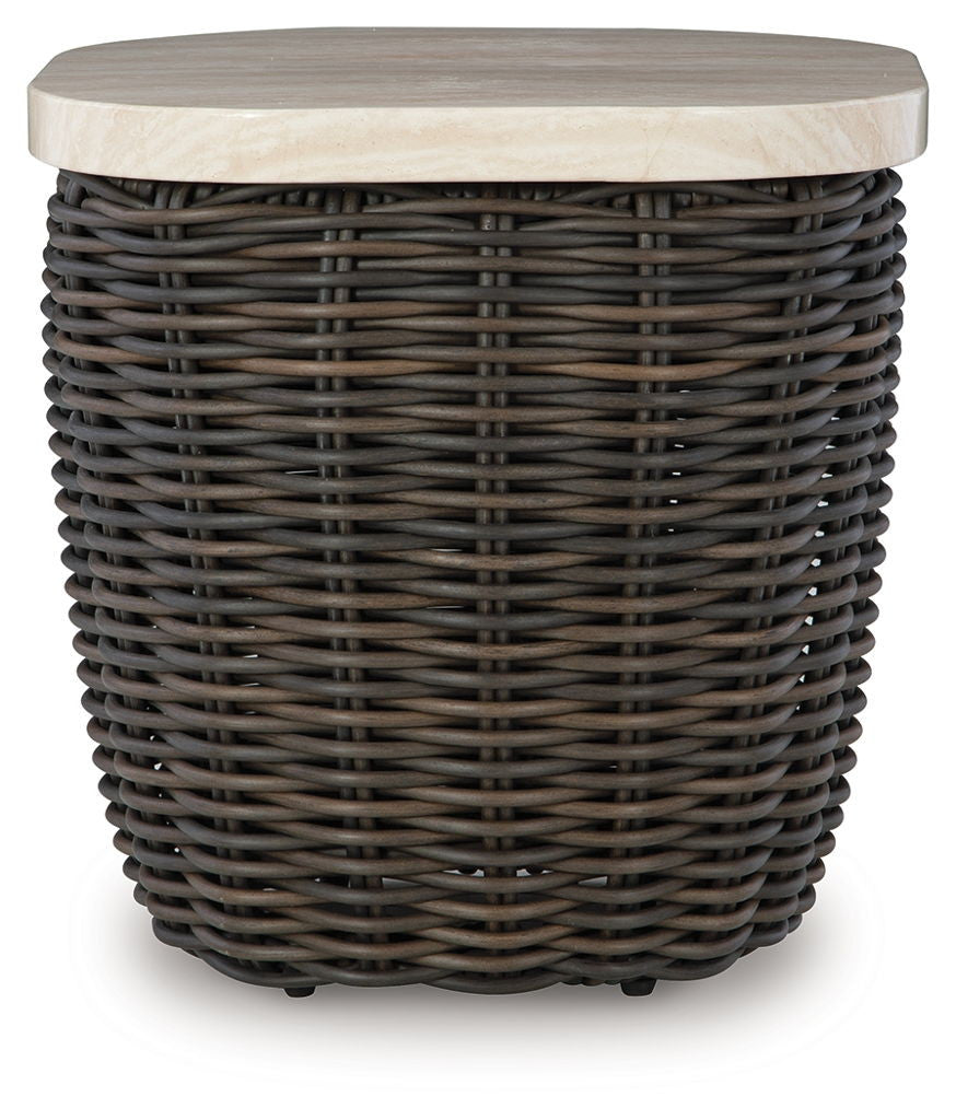 Kimora - Square End Table - Beige / Dark Brown