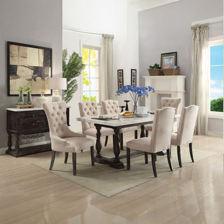 Gerardo - Server - White Marble Top & Weathered Espresso
