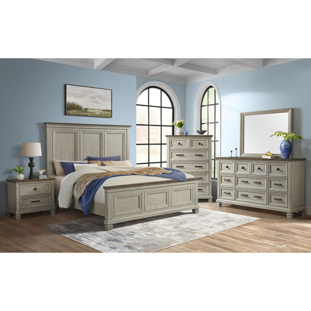 Farmington - 2 Drawer Nightstand With USB - Medium Brown / Washed Stone