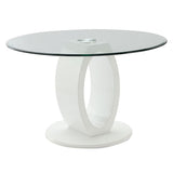 Larry - Glass Top Round Dining Table - White High Gloss