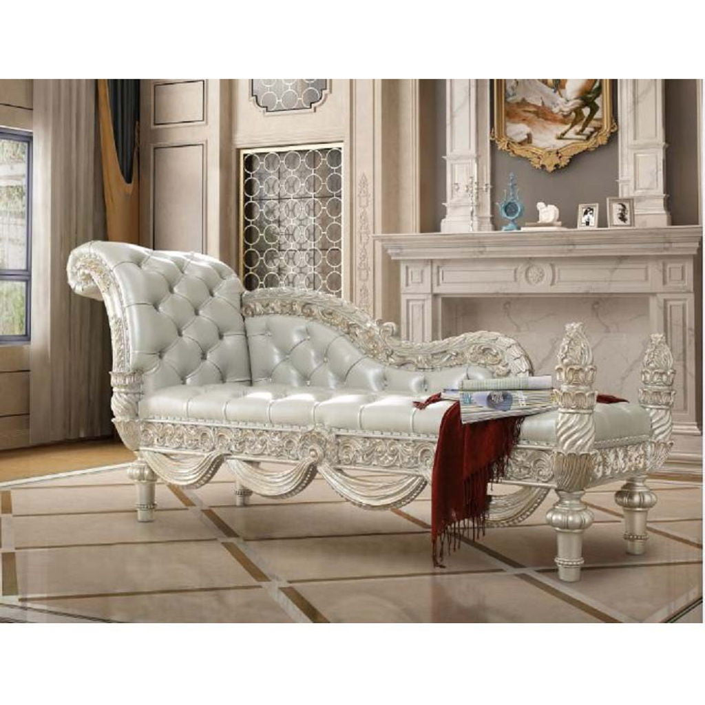 Sandoval - Bench - Beige Synthetic Leather & Champagne