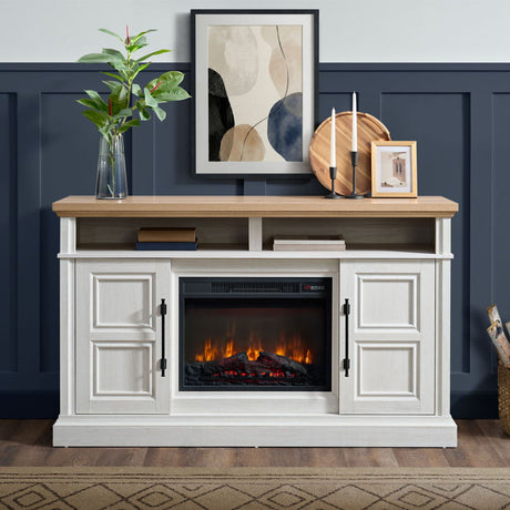 Villa - Console With 23" Fireplace Insert - White & Natural