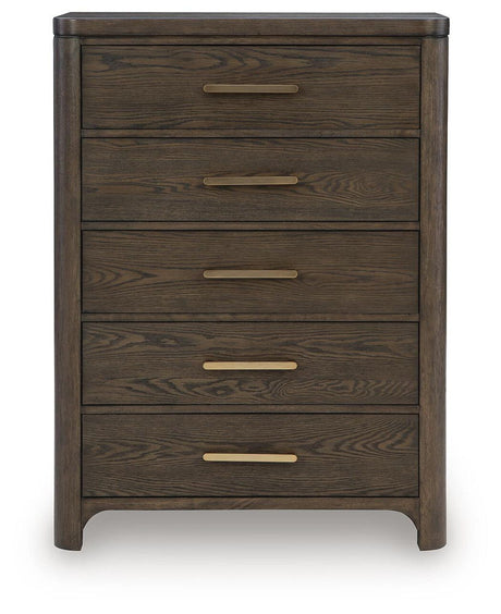 Radkin - Five Drawer Chest - Burnished Brown
