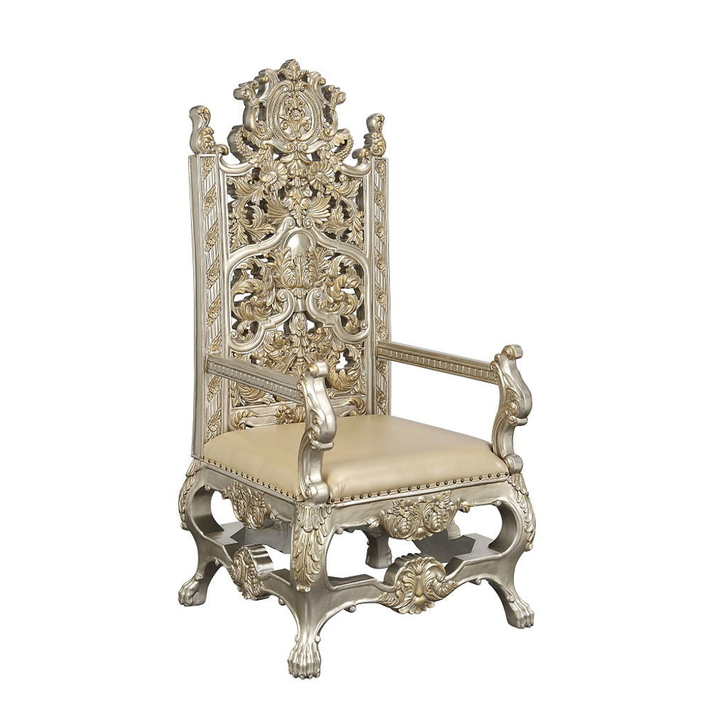Danae - Arm Chair (Set of 2) - Synthetic Leather , Champagne & Gold
