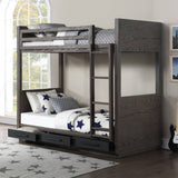 Estevon - Twin Over Twin Bunk Bed With Storage - Gray Oak