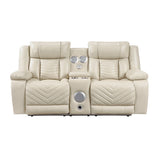 Huron - Power Double Reclining Loveseat With Center Console, Wireless Speakers, LED And Charging Ports