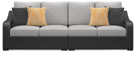 Beachcroft - 2-Piece Outdoor Loveseat with Cushion - Black / Light Gray