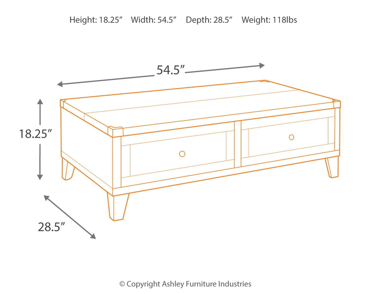 Todoe - Lift Top Cocktail Table - Dark Gray