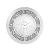 Noralie - 39" Wall Clock - Mirrored & Faux Diamonds
