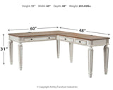 Realyn - Home Office L Shaped Desk - White / Brown