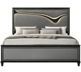 Solstice Black/Gray LED Bedroom With Storage