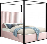 BELLEZA Pink & Black Velvet Canopy Bed