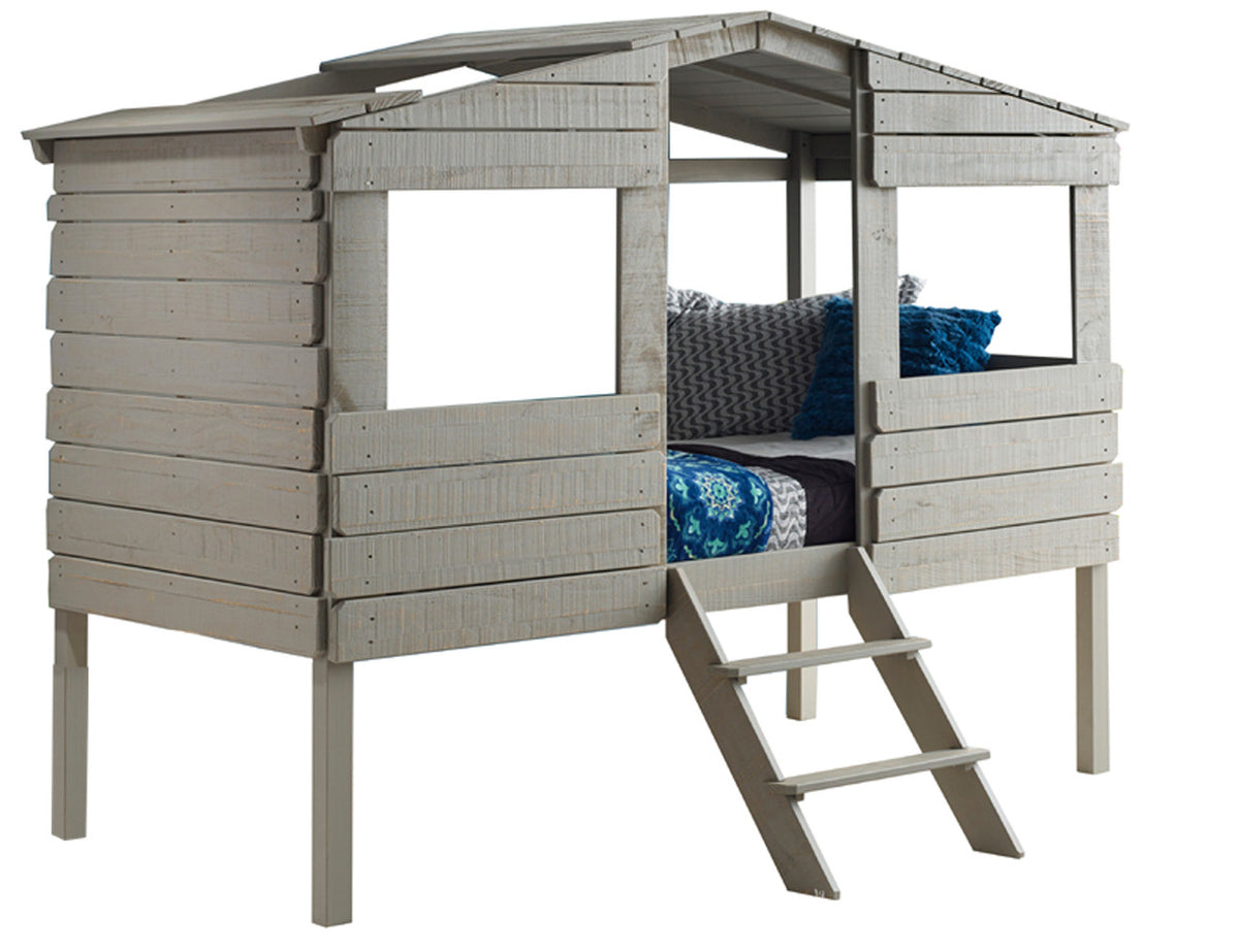 Bess Rustic Grey Tree House Loft Bed