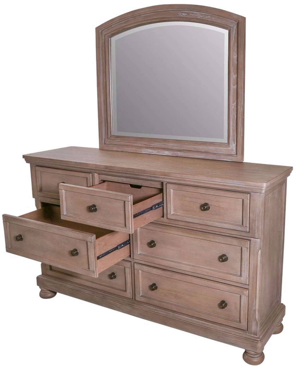 Braylon Grey Dresser/Mirror With Hidden Storage