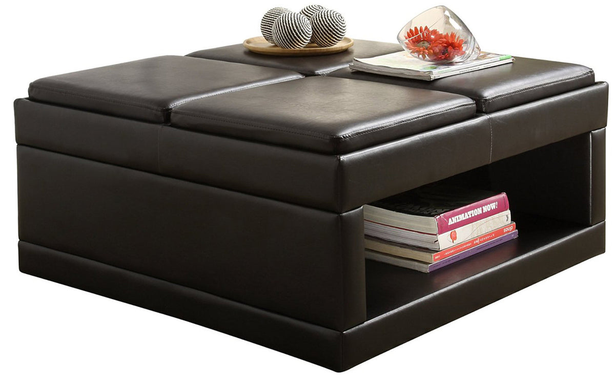 Brianna Coffee Table/Ottoman With Flip Trays On Casters