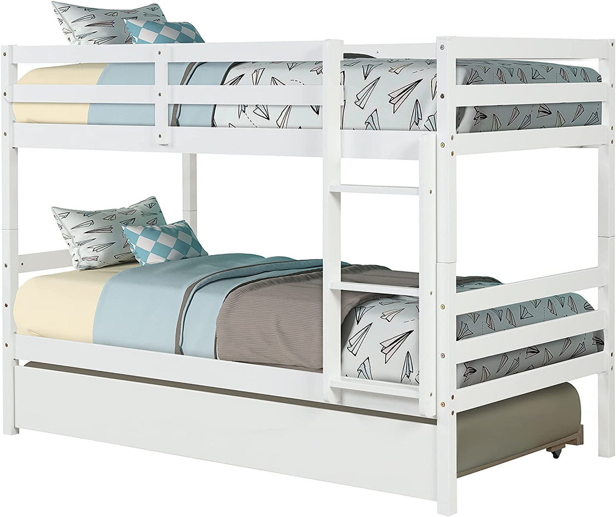 Paulina White Twin Over Twin Bunkbed With Trundle