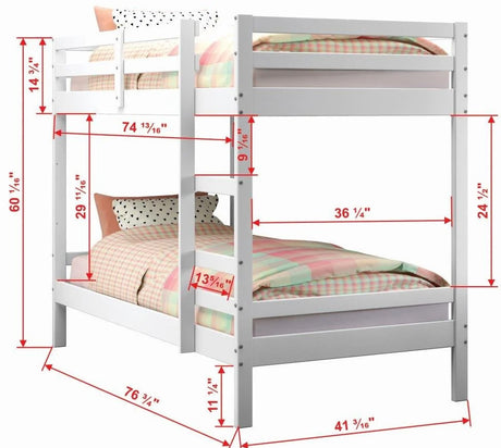 Paulina White Twin Over Twin Bunkbed With Trundle