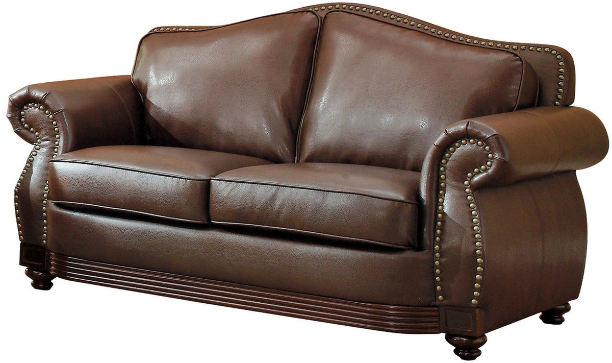 BUTCH Brown Bonded Leather Loveseat
