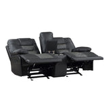 Fabian - Double Glider Reclining Loveseat With Center Console, Receptacles And USB Ports - 2-Tone Gray (Gray / Dark Gray)