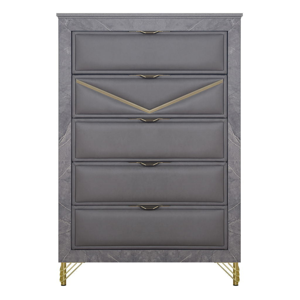 Symmetry - 5 Drawer Chest - Charcoal
