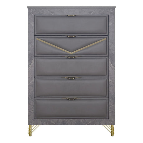 Symmetry - 5 Drawer Chest - Charcoal