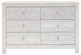 Paxberry - Six Drawer Dresser - Medallion Drawer Pulls - Whitewash