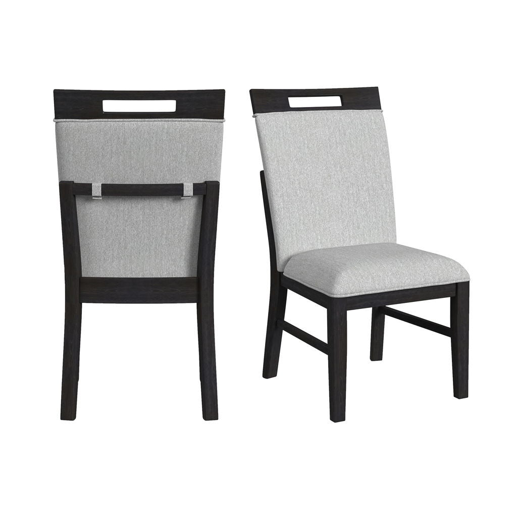 Transcend - Dining Side Chair With Fabric (Set of 2) - Charcoal And Light Gray