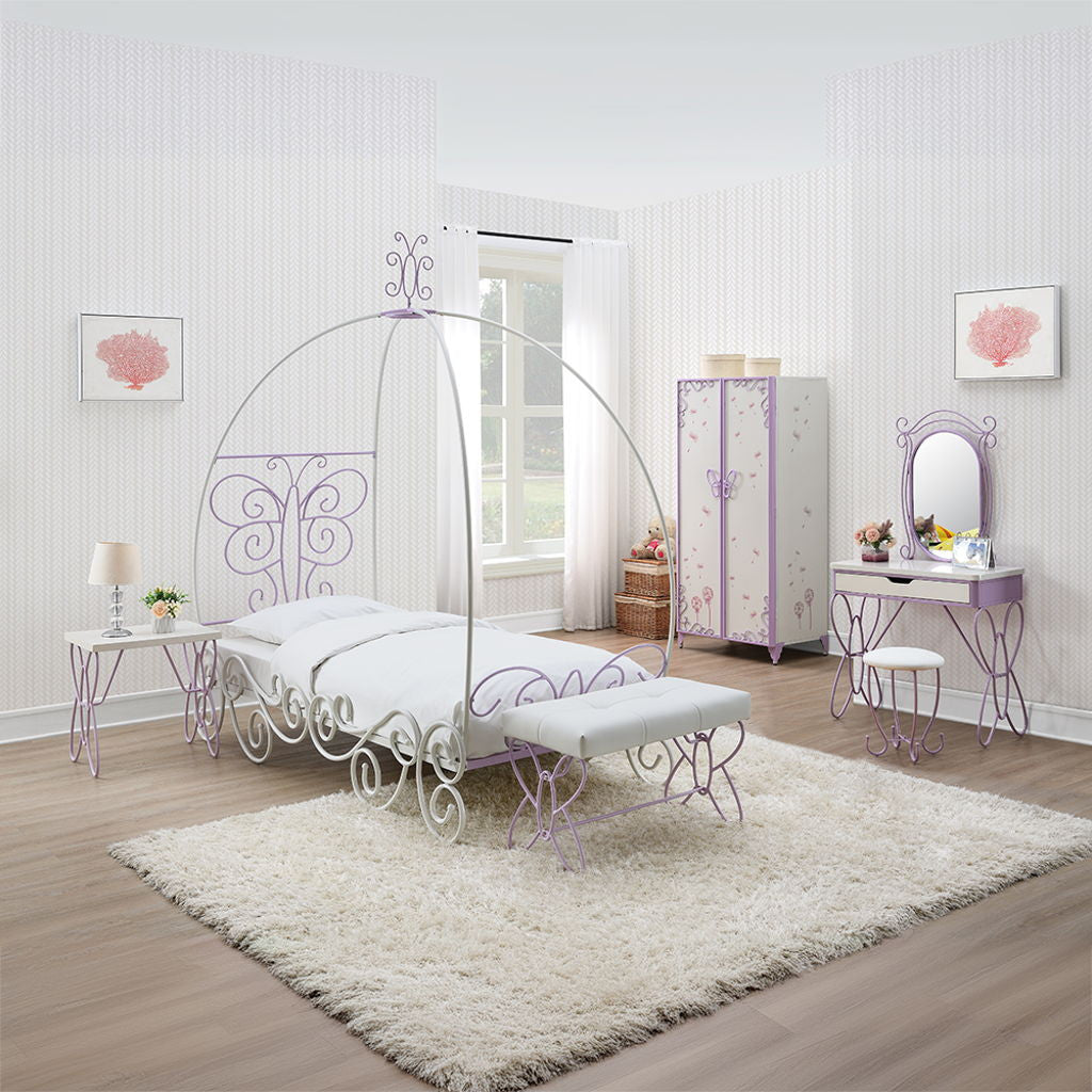 Priya II - Wardrobe - White & Light Synthetic Leather Rple