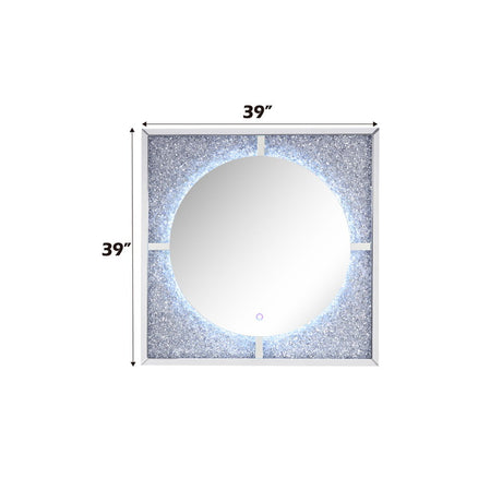 Noralie - Accent Mirror With LED - Mirrored, Faux Diamonds