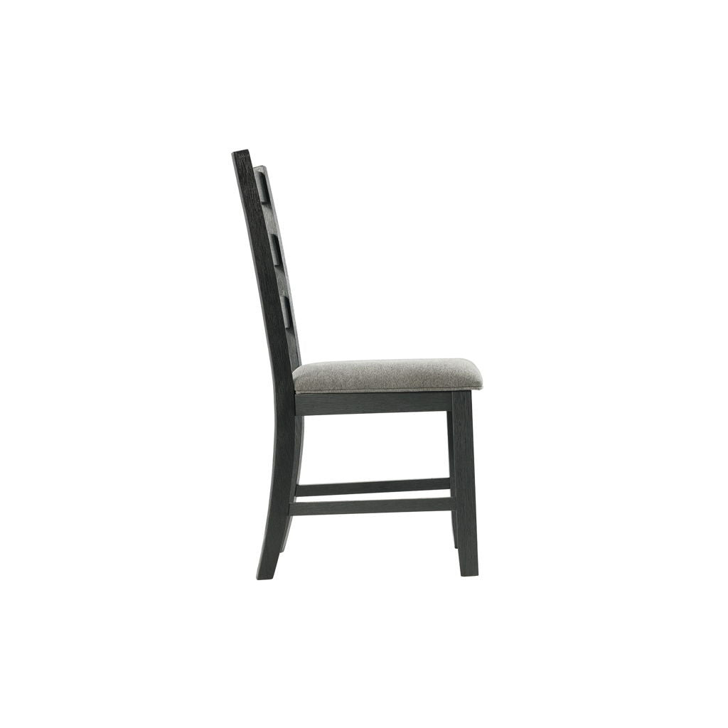 Martin - Dining Side Chair With Gray Fabric (Set of 2) - Black Finish