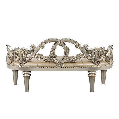 Danae - Bench - Champagne Synthetic Leather & Gold